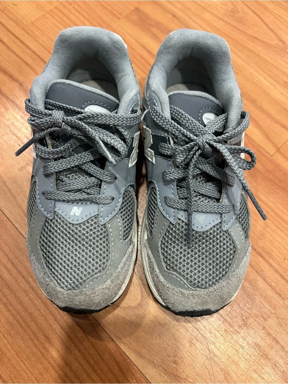 New Balance Kids Gray Mesh & Suede Sneakers